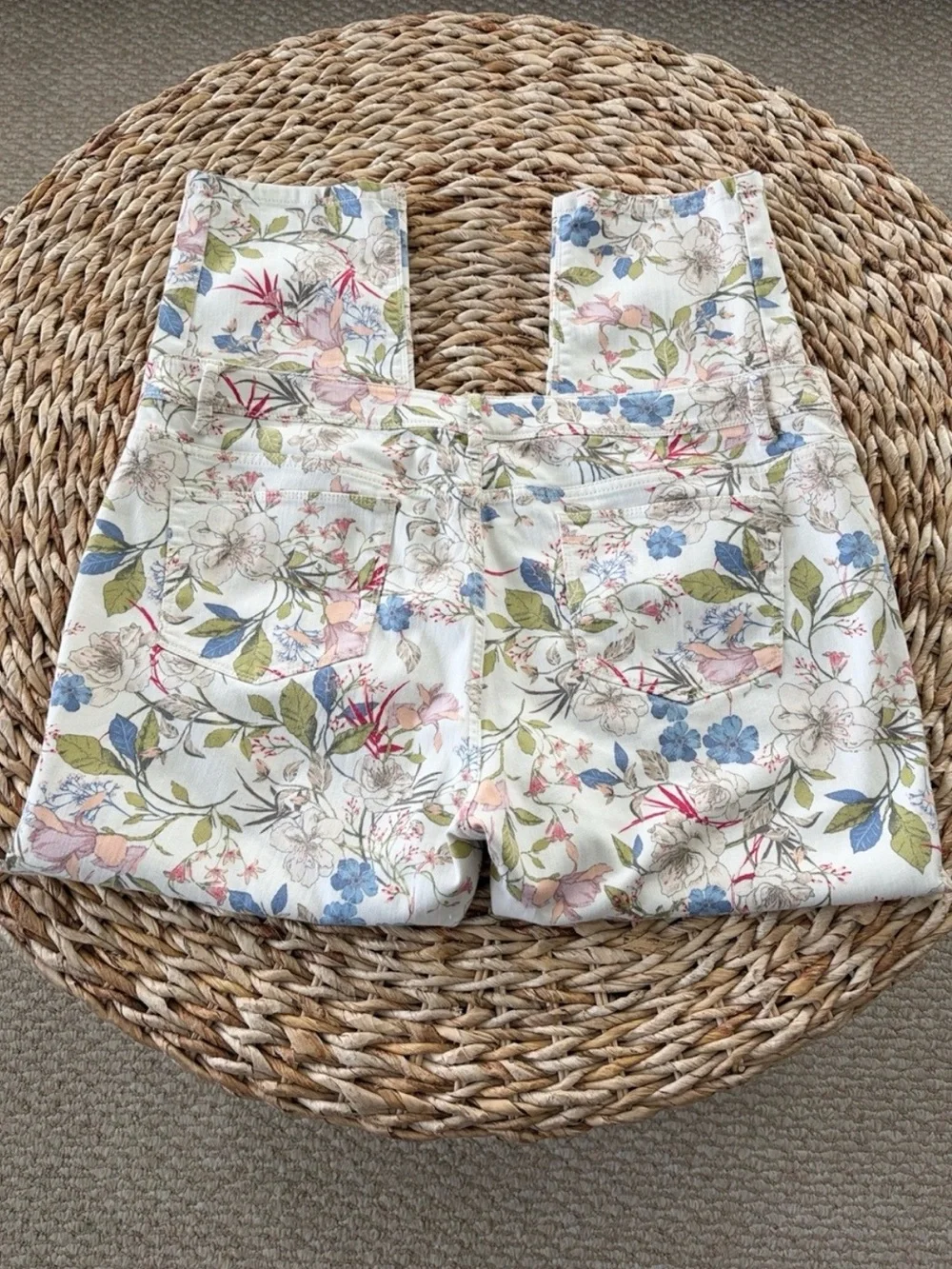 J Jill Floral Print Authentic Fit Slim Ankle Stretch Denim Jean